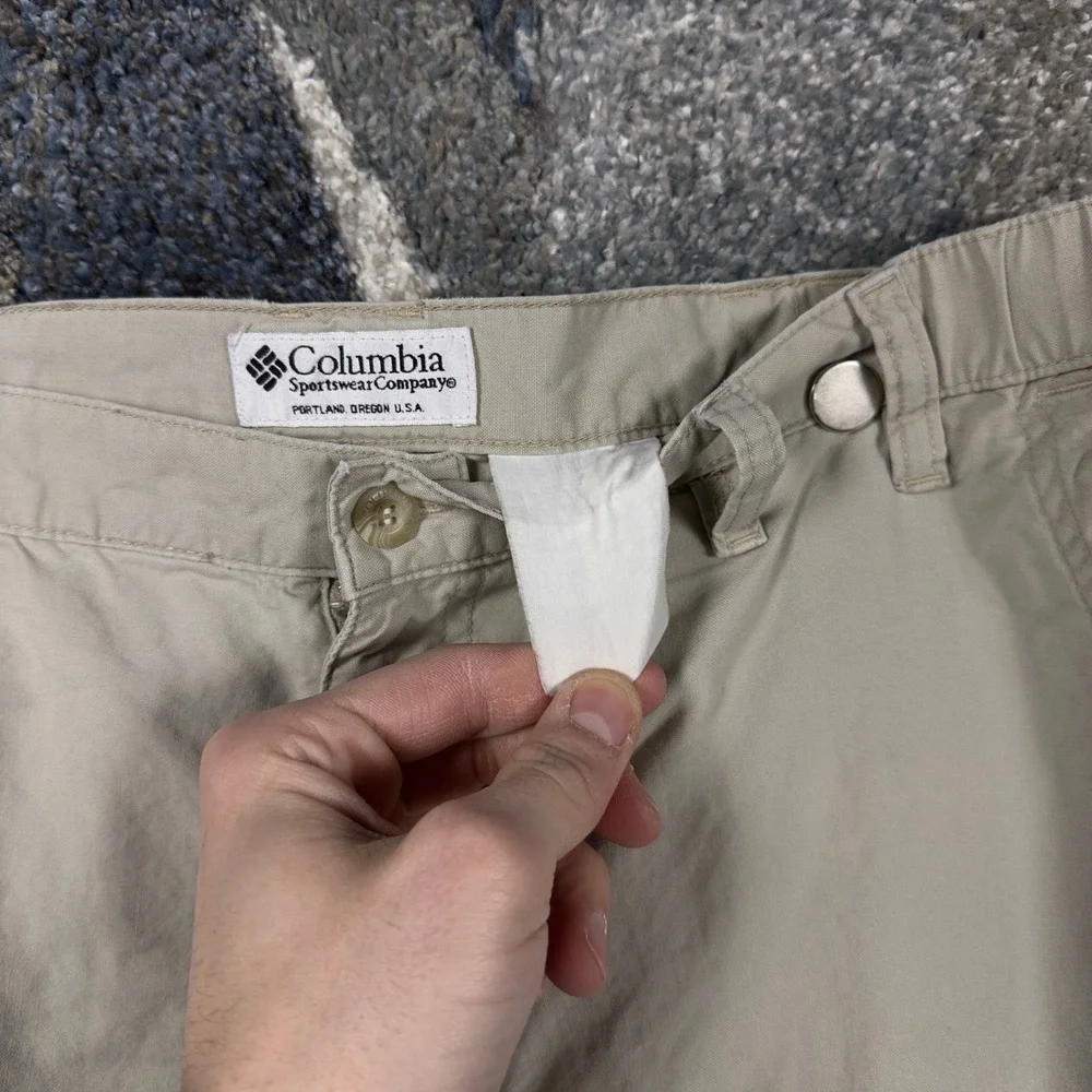 Columbia Mens Tan Khaki Outdoor Cargo Hiking Pants Elastic Waist 33x30 Utility